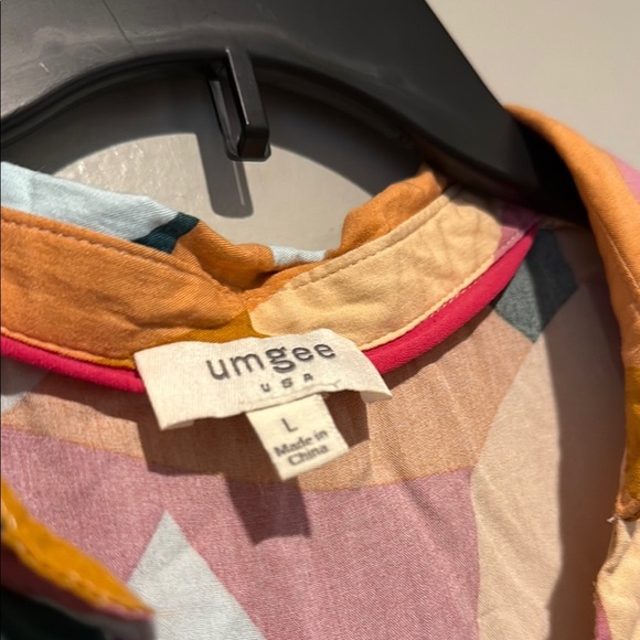 Umgee Peach and Fuchsia Printed Flutter Sleeve Dress - Picture 6 of 8